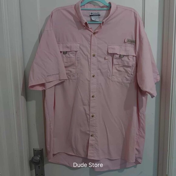 Columbia Light Pink PFG Omni-Shade  Men's Short Sleeve Fishing Shirt - Size: XXL - Picture 1 of 7